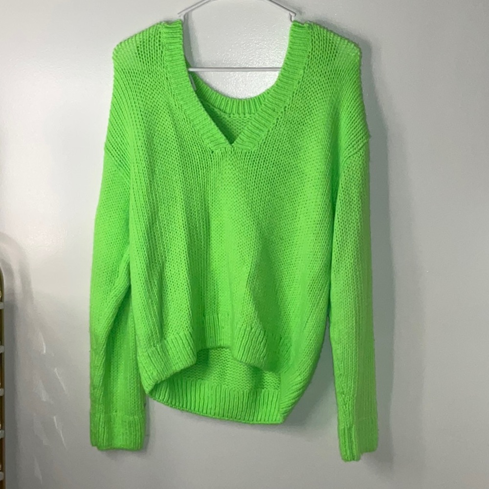♡︎ PINK VS ♡︎ Lime Green Oversized Sweater